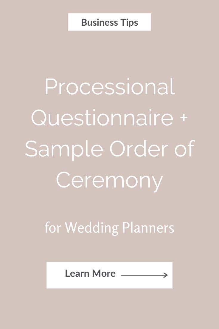 Processional Questionniare Sample Order Of Ceremony For Planners